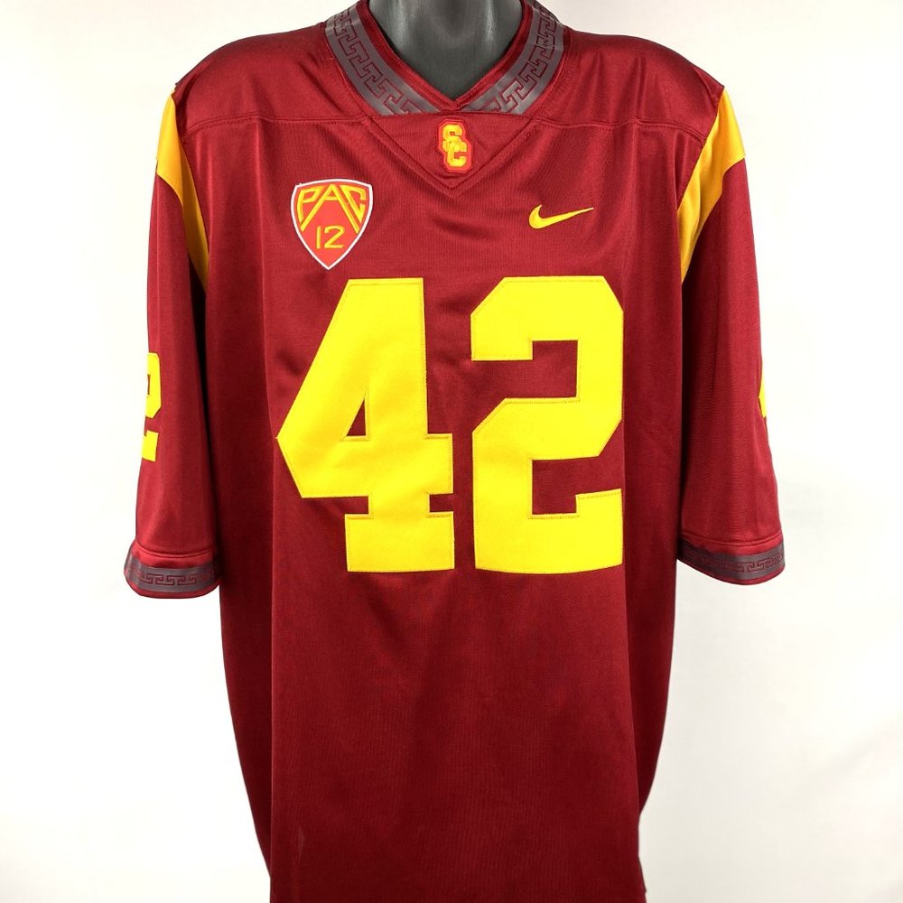 USC TROJANS #42 LOTT Sewn Jersey RED